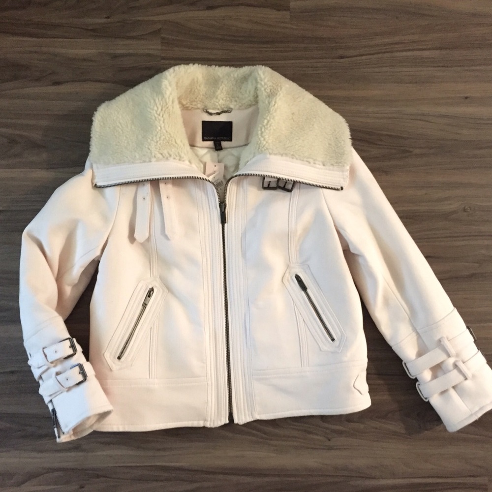 Banana Republic Stone Faux Shearling Trim Jacket